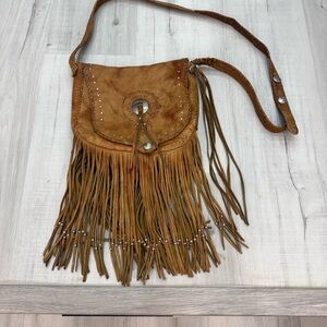 Kobler Leather Fringe Leather Crossbody Bag - Tan